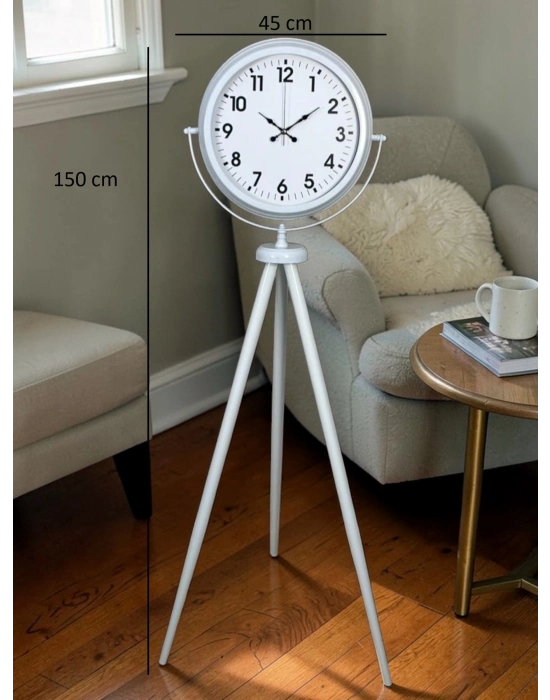 Soft White Dekoratif Tripod Ayaklı Saat