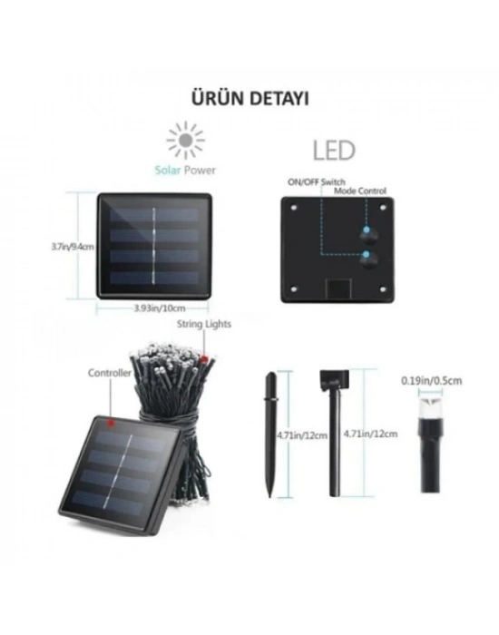 Solar 100 Ledli 12 Metre Bahçe Aydınlatma