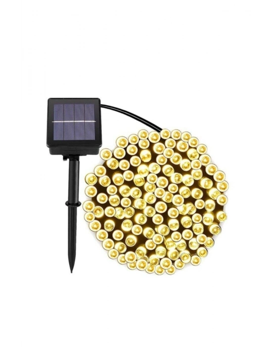 ® Solar 120 Ledli 10 Metre Gün Işığı Bahçe Aydınlatma Dekorasyon Güneş Enerjili Led Sarı Işık