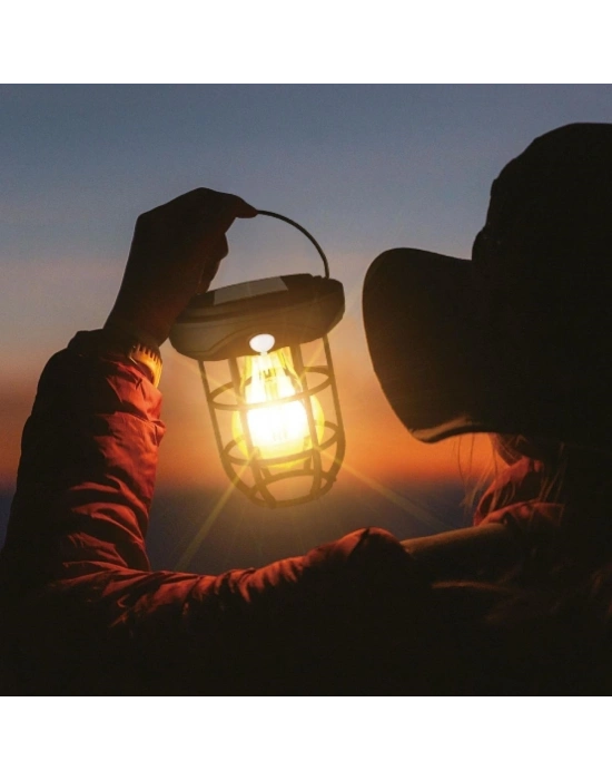 ®  Solar Kamp Feneri – Güneş Enerjili, Otomatik Şarj ve Gece Işığı, Taşınabilir ve Asılabilir LED Dış Mekan a