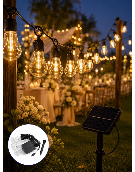 Solar LED Ampul Işık Dış Mekan Bahçe Pergola Balkon Dekoratif Aydınlatma