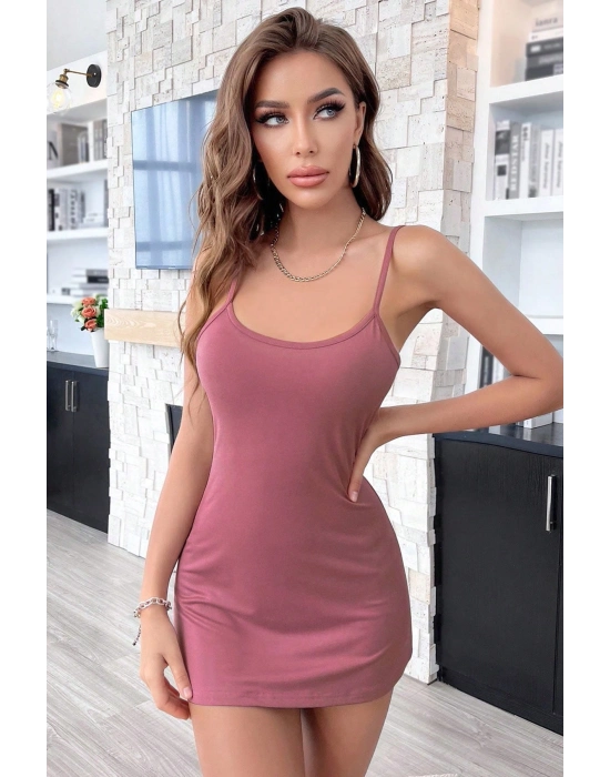 Kadın Pudra Sırt Kısmı Komple Dantelli Mini Gecelik