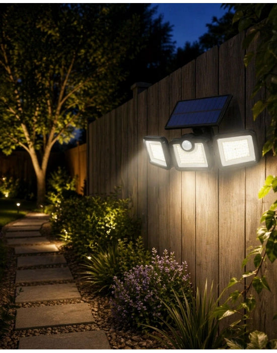 Solar LED Projektör Sensörlü Dış Mekan Güvenlik Lambası