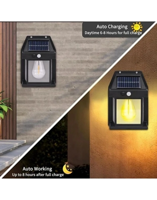 Solar Rustik Ampullü Duvar Lambası - Gün Işığı