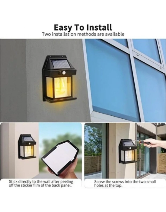 Solar Rustik Ampullü Duvar Lambası - Gün Işığı