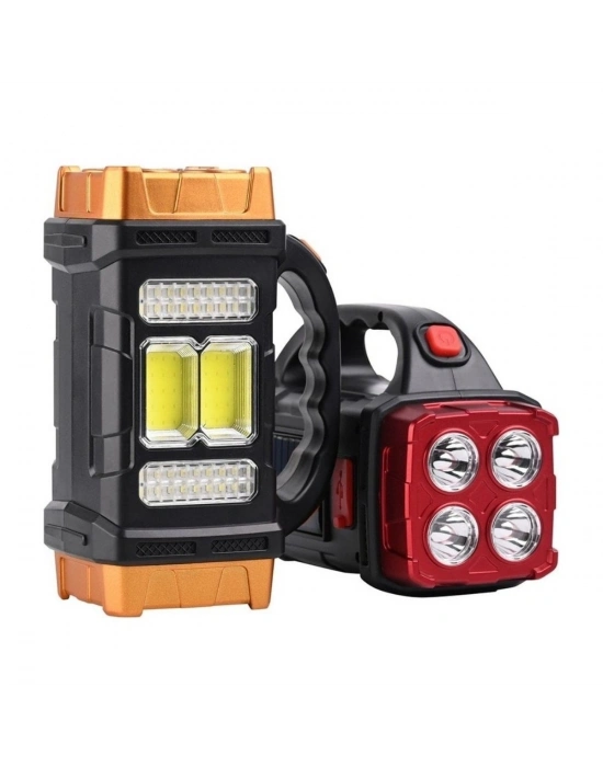 ®  Solar ve USB Şarjlı LED + COB El Feneri | 1500 mAh Şarjlı Taşınabilir Çalışma Işığı–Su Geçirmez HB-2678