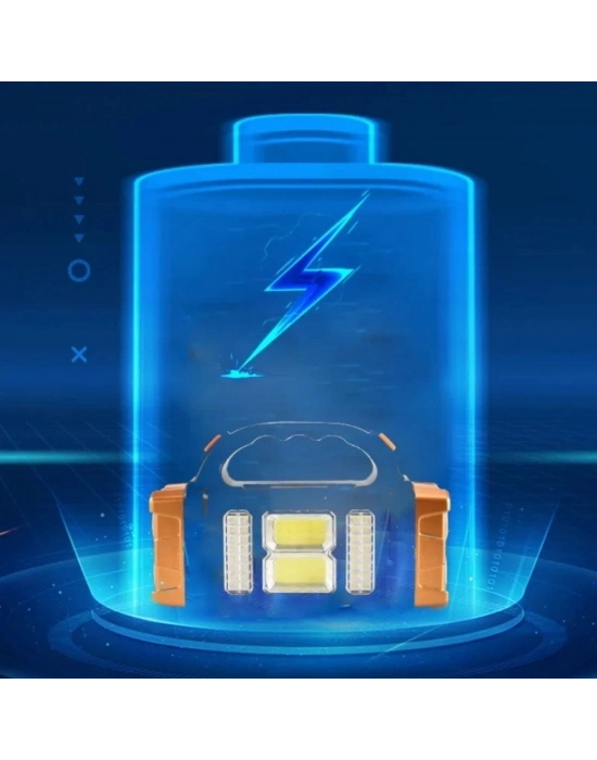 ®  Solar ve USB Şarjlı LED + COB El Feneri | 1500 mAh Şarjlı Taşınabilir Çalışma Işığı–Su Geçirmez HB-2678