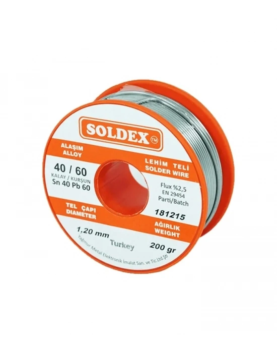 Soldex 40-60 Lehim Teli 200 Gr 1.2 Mm - Sn:40 / Pb:60