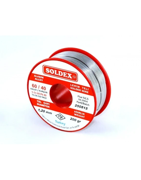 Soldex 60-40 Lehim Teli 200 Gr 0,75 Mm - Sn:60 / Pb:40
