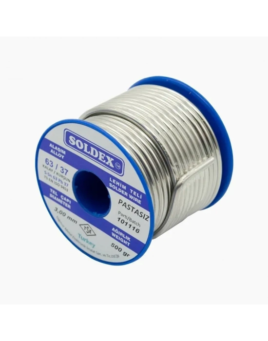 Soldex 63-37 Pastasız Vitray Lehim Teli 3000 Gr 3 Mm