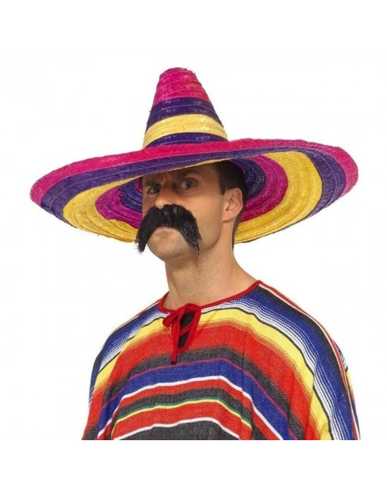 Sombrero Meksika Şapkası Renkli Örme Hasır Yetişkin Boy
