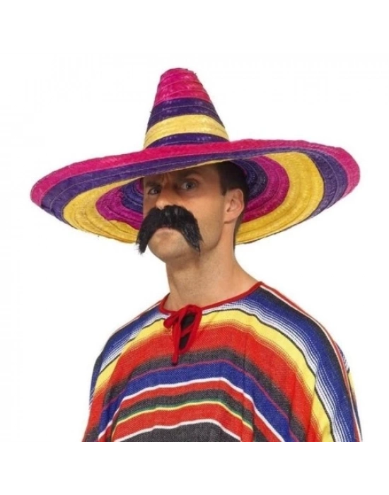 Sombrero Meksika Şapkası Renkli Örme Hasır Yetişkin Boy