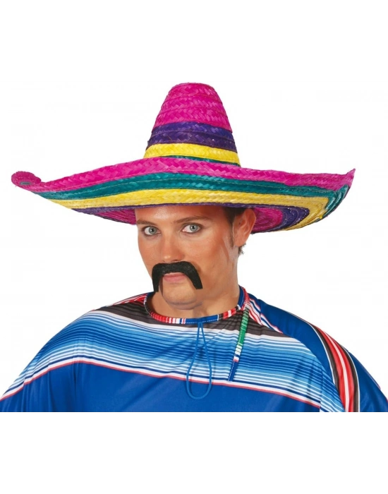 Sombrero Meksika Şapkası Renkli Örme Hasır Yetişkin Boy