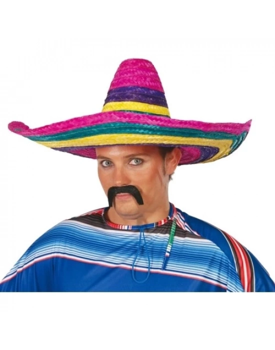 Sombrero Meksika Şapkası Renkli Örme Hasır Yetişkin Boy