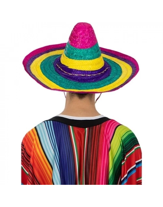 Sombrero Meksika Şapkası Renkli Örme Hasır Yetişkin Boy