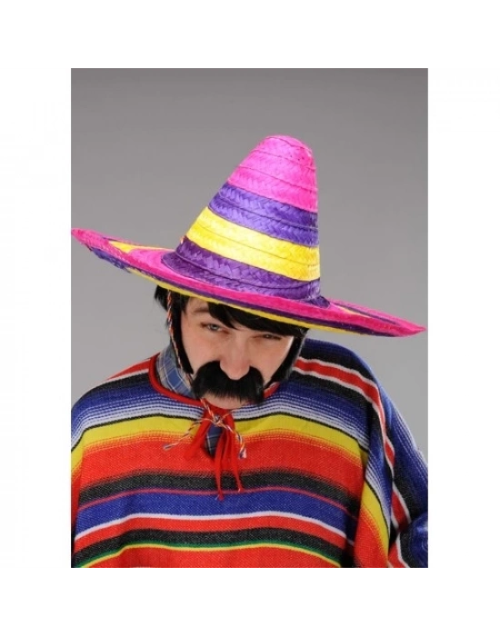 Sombrero Meksika Şapkası Renkli Örme Hasır Yetişkin Boy
