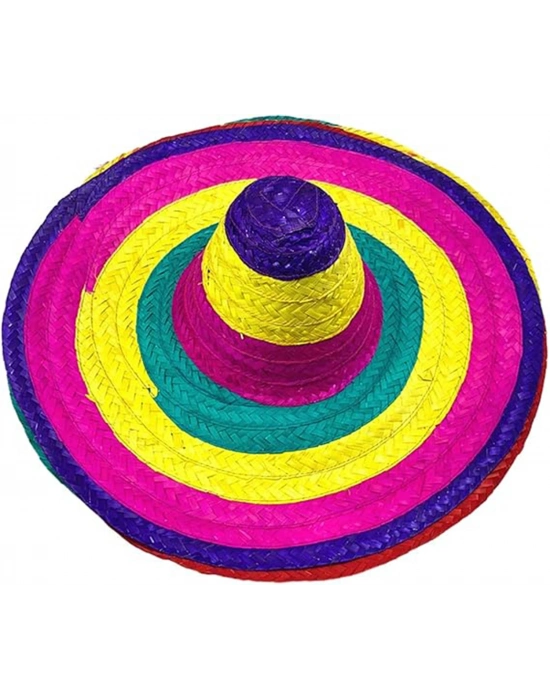 Sombrero Meksika Şapkası Renkli Örme Hasır Yetişkin Boy
