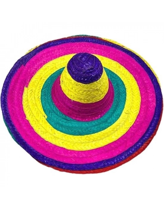 Sombrero Meksika Şapkası Renkli Örme Hasır Yetişkin Boy