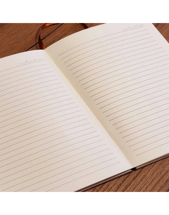 Somon Rengi Desenli Deri Defter