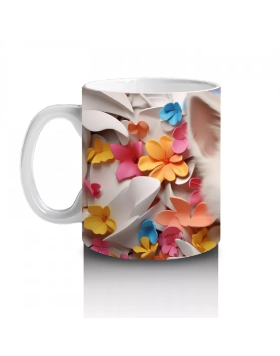 Sonbahar Tonlarında Renkli Gözlü Kedi – Baskılı Kahve Kupası