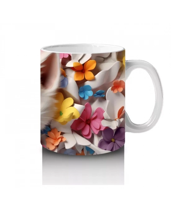 Sonbahar Tonlarında Renkli Gözlü Kedi – Baskılı Kahve Kupası