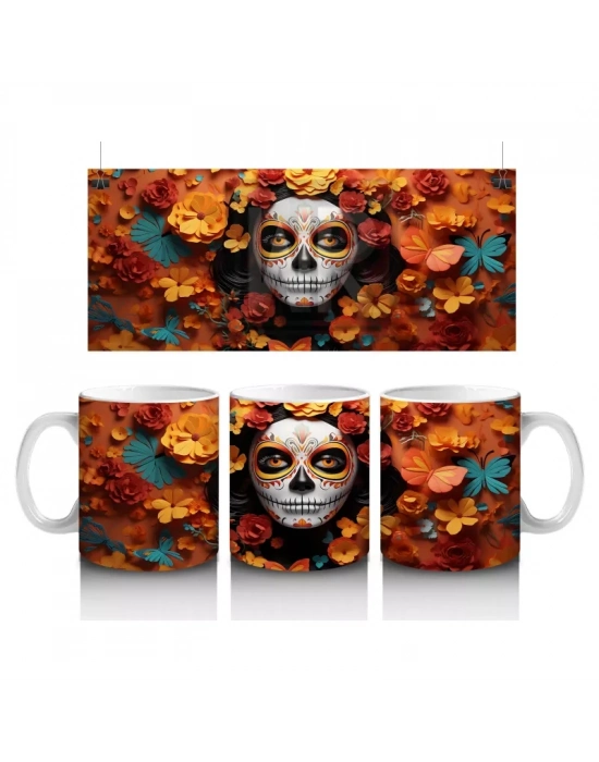 Sonbahar Yaprakları Arasında Kafatası – Hediyelik Kahve Kupası