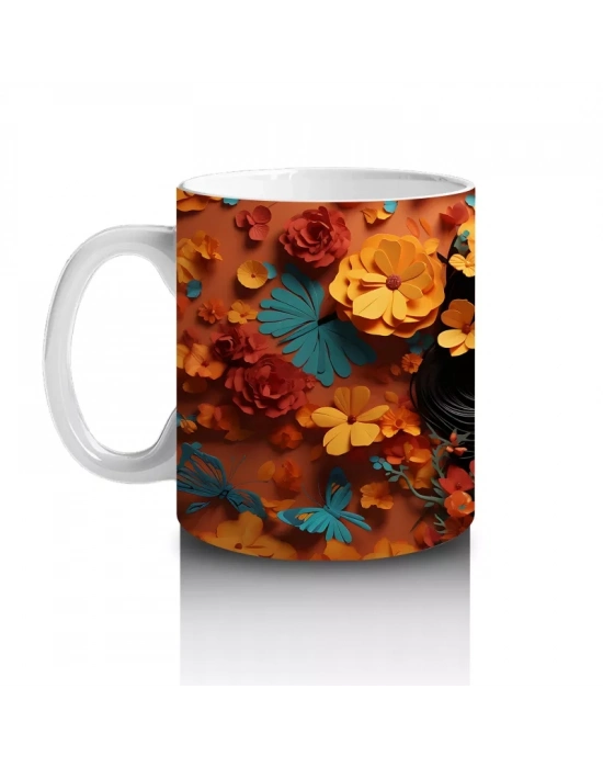 Sonbahar Yaprakları Arasında Kafatası – Hediyelik Kahve Kupası