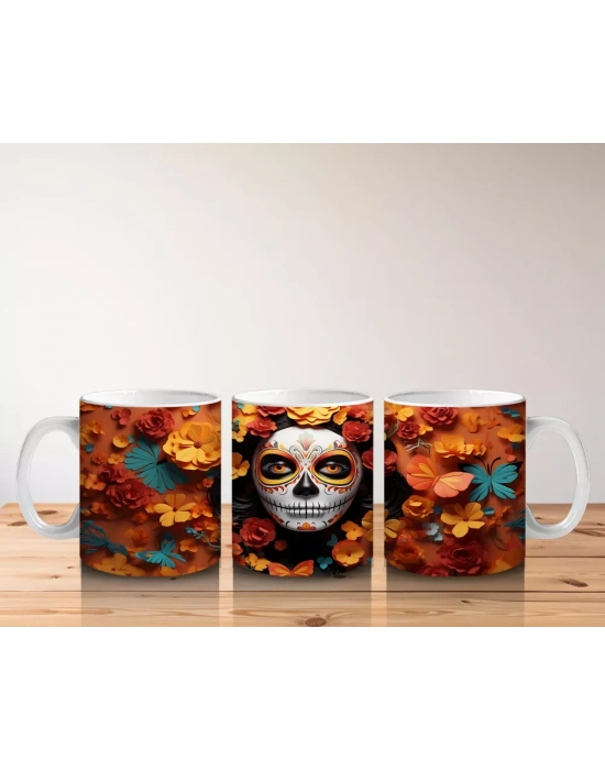 Sonbahar Yaprakları Arasında Kafatası – Hediyelik Kahve Kupası