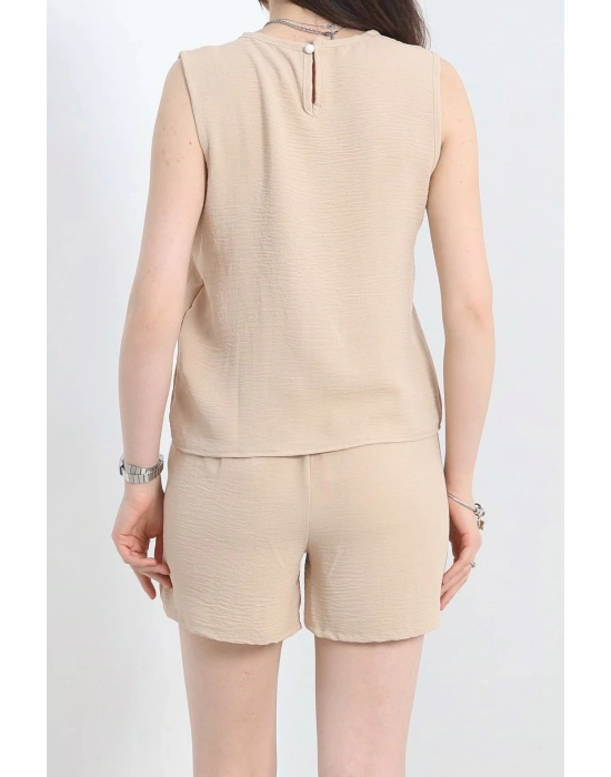 Şortlu Ayrobin takım bej