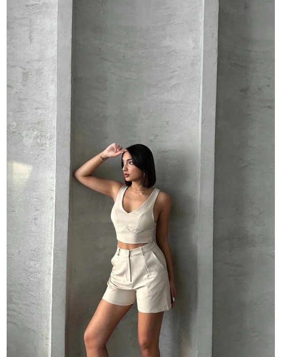 Şortlu keten takım s255014