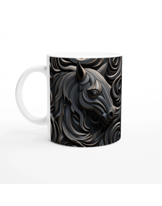 Soyut Desenli Modern At Figürlü Kupa Bardak