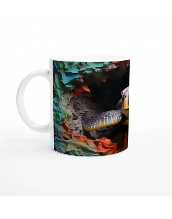 Soyut Renk Dalgaları Arasında Deniz Kaplumbağası Kupa Bardak