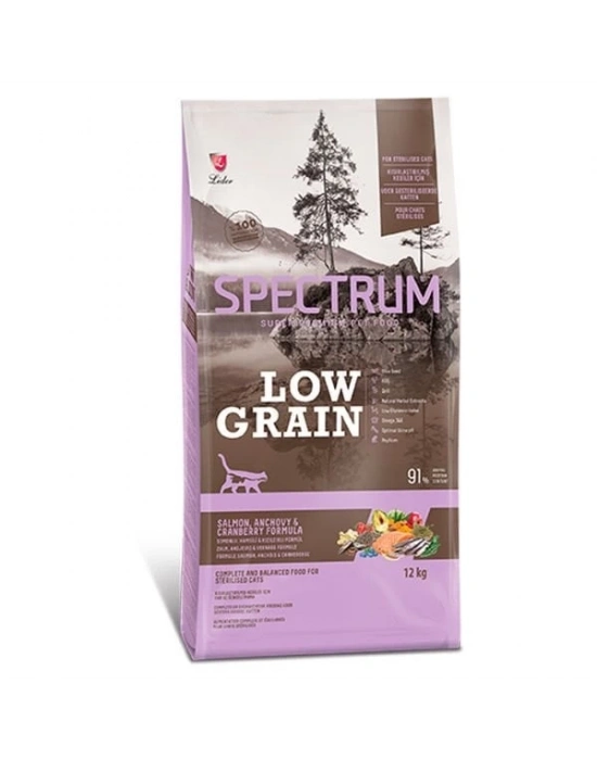 Spectrum Düşük Tahıllı Somonlu Hamsili ve Yaban Mersinli Kısırlaştırılmış Kedi Maması 12 Kg