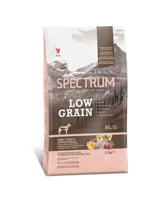 Spectrum Düşük Tahıllı Tavşanlı Hindili ve Bal Kabaklı Orta ve Büyük Irk Yetişkin Köpek Maması 2.5 Kg