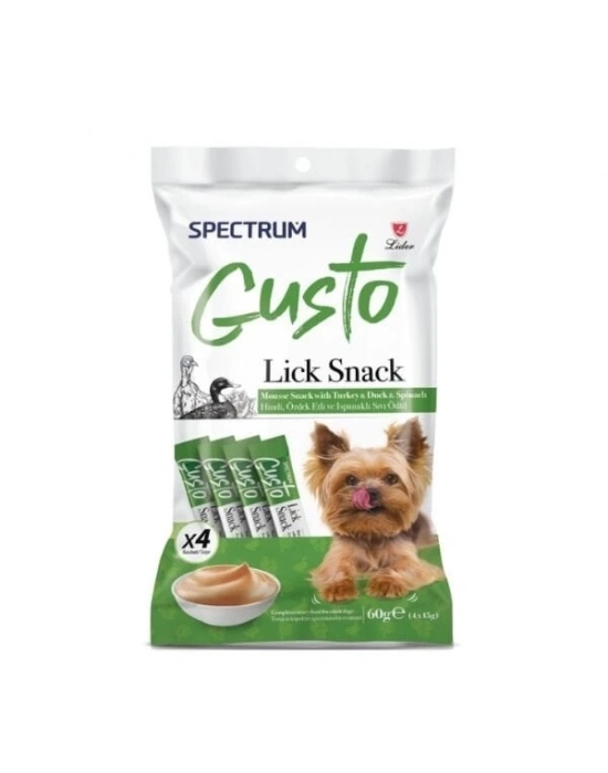 Spectrum Gusto Hindi Ördek Etli ve Ispanaklı Sıvı Yetişkin Köpek Ödül Maması 1 Adet 4x15 Gr