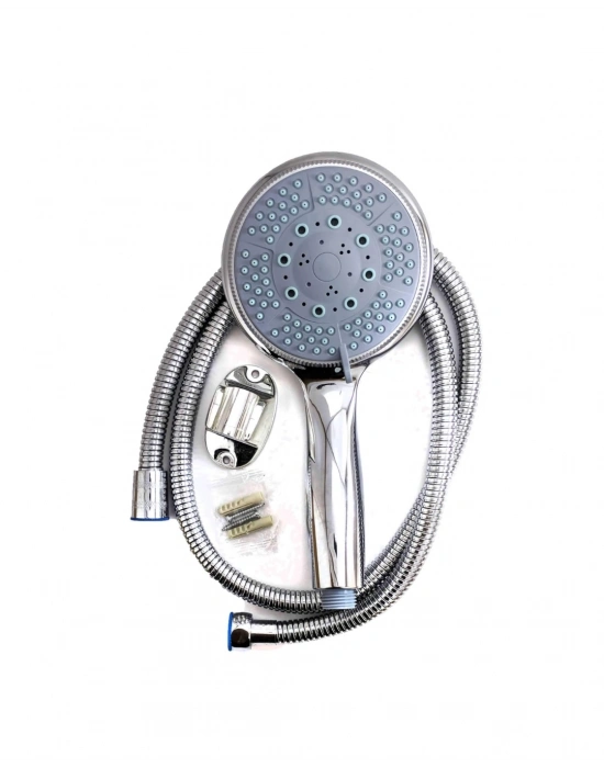 Spiral Hortumlu 4 Kademeli El Duşu Seti Duvar Askılı Banyo Duş Başlığı