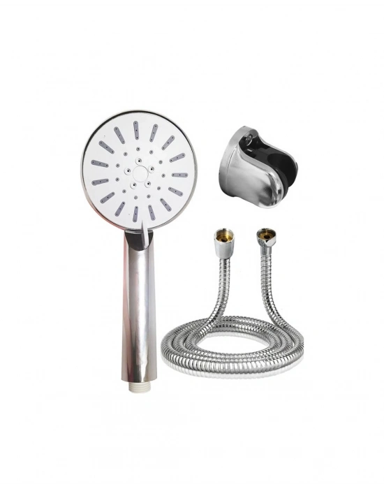 Spiral Hortumlu 4 Kademeli Krem El Duşu Başlığı Banyo Duş Seti