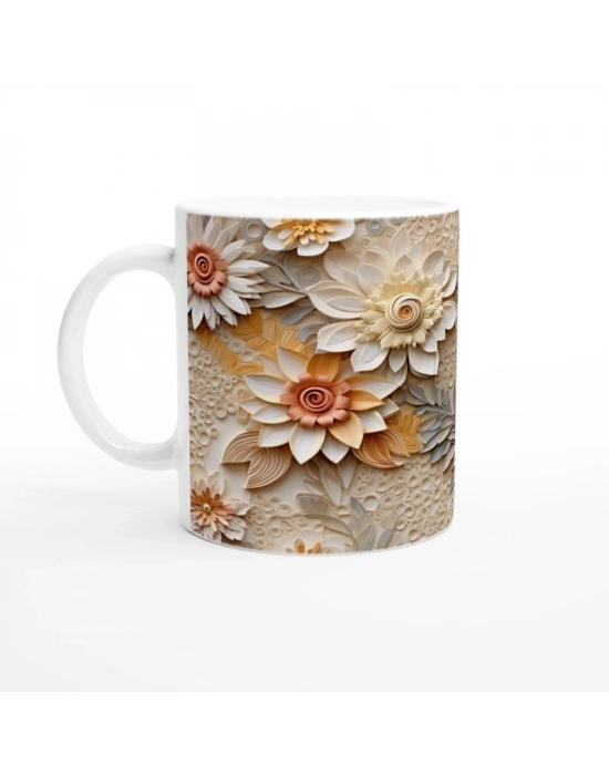 Spiral Merkezli Sanatsal Çiçek Kupa Bardak