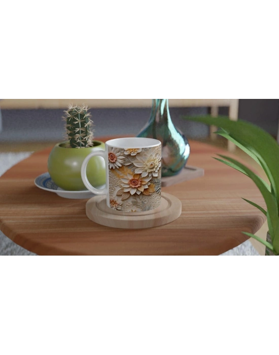 Spiral Merkezli Sanatsal Çiçek Kupa Bardak