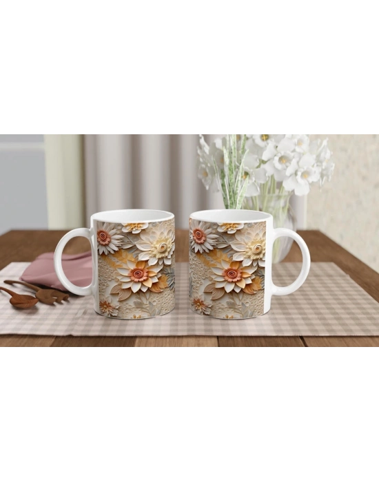 Spiral Merkezli Sanatsal Çiçek Kupa Bardak