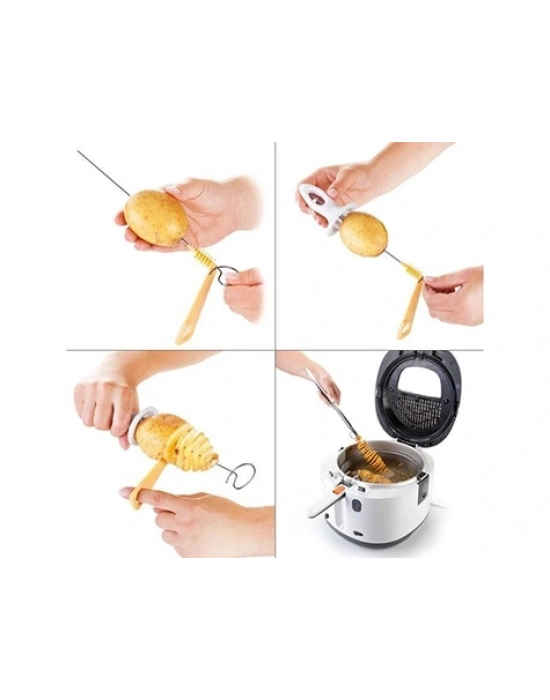 Spiral Patates Dilimleyici Aparat Çubukta Patates Cips Yapma