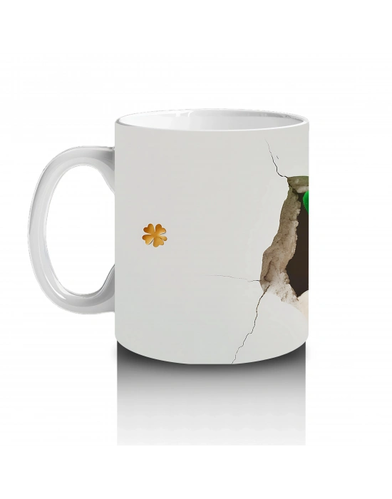 St. Patrick Şapkalı Bıyıklı Sevimli Köpek – Baskılı Kahve Kupası