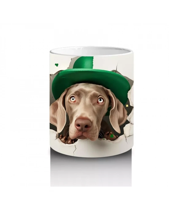 St. Patrick Şapkalı Gülümseyen Köpek – Baskılı Kahve Kupası