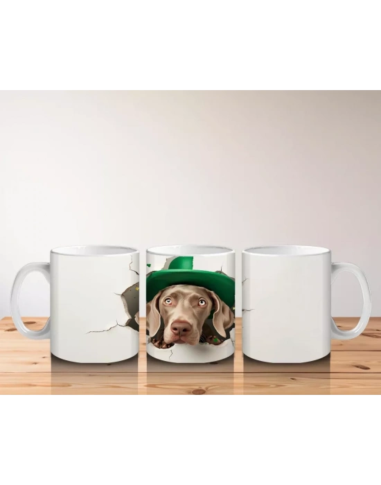 St. Patrick Şapkalı Gülümseyen Köpek – Baskılı Kahve Kupası