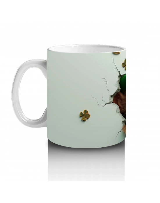 St. Patrick Şapkalı Gülümseyen Maymun – Baskılı Kahve Kupası