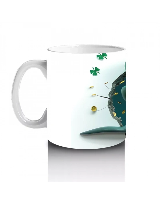 St. Patrick Şapkalı Neşeli Yunus – 3D Duvar Kırığı Temalı Kupa