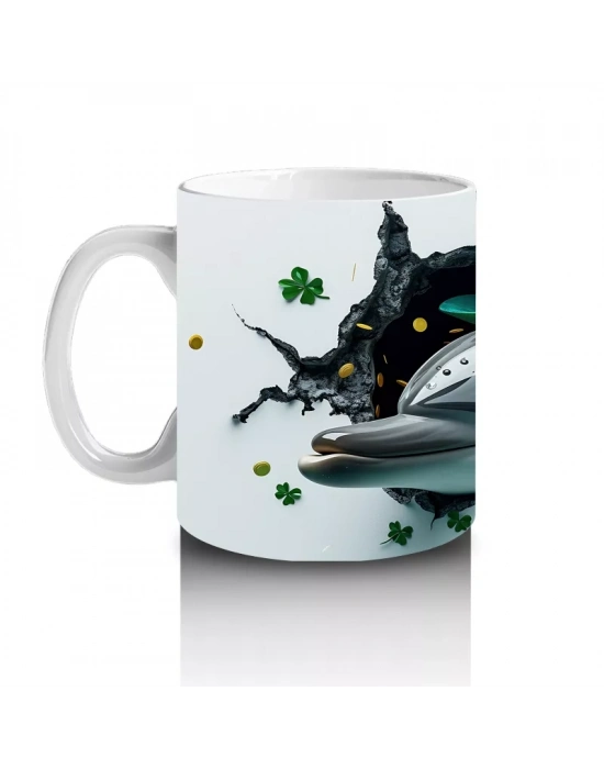 St. Patrick Şapkalı Neşeli Yunus – Baskılı Kahve Kupası