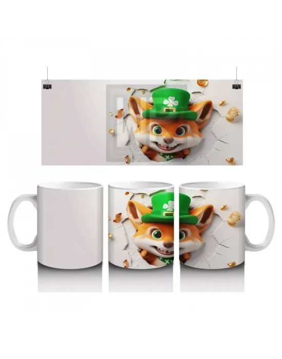 St. Patrick Şapkalı Oyuncu Tilki – Baskılı Kahve Kupası