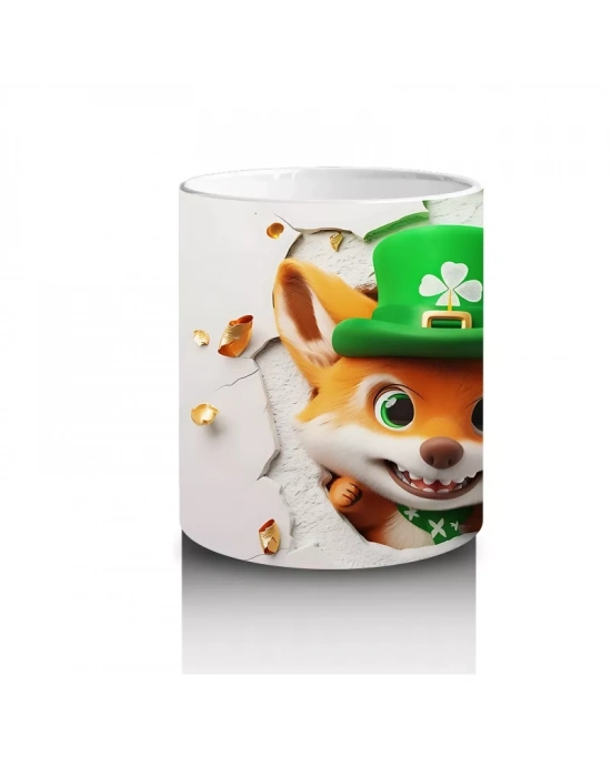 St. Patrick Şapkalı Oyuncu Tilki – Baskılı Kahve Kupası