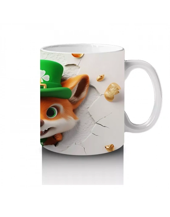 St. Patrick Şapkalı Oyuncu Tilki – Baskılı Kahve Kupası